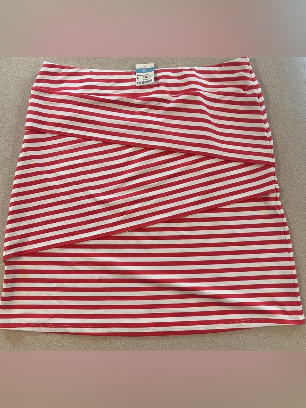 J McLaughlin Nicola White Rose Bangle Stripe Skirt NWT $155 Size L